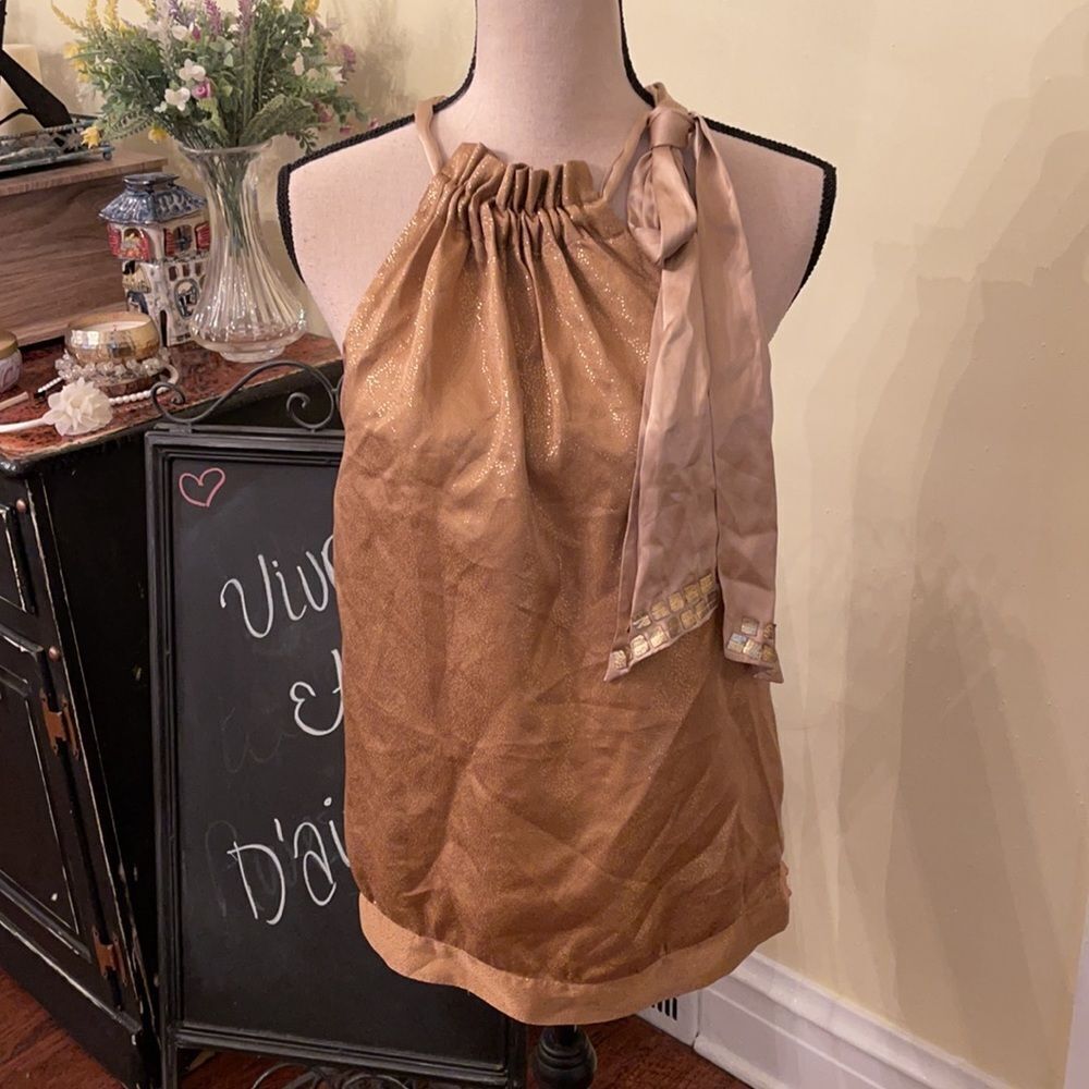 *Hale Bob* LA Metallic Silk Tir Shirred Neck Halter